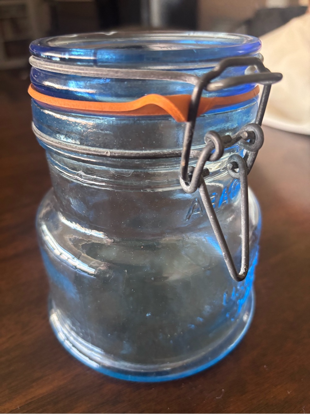Vintage Blue Glass Canning Jar 20th Century